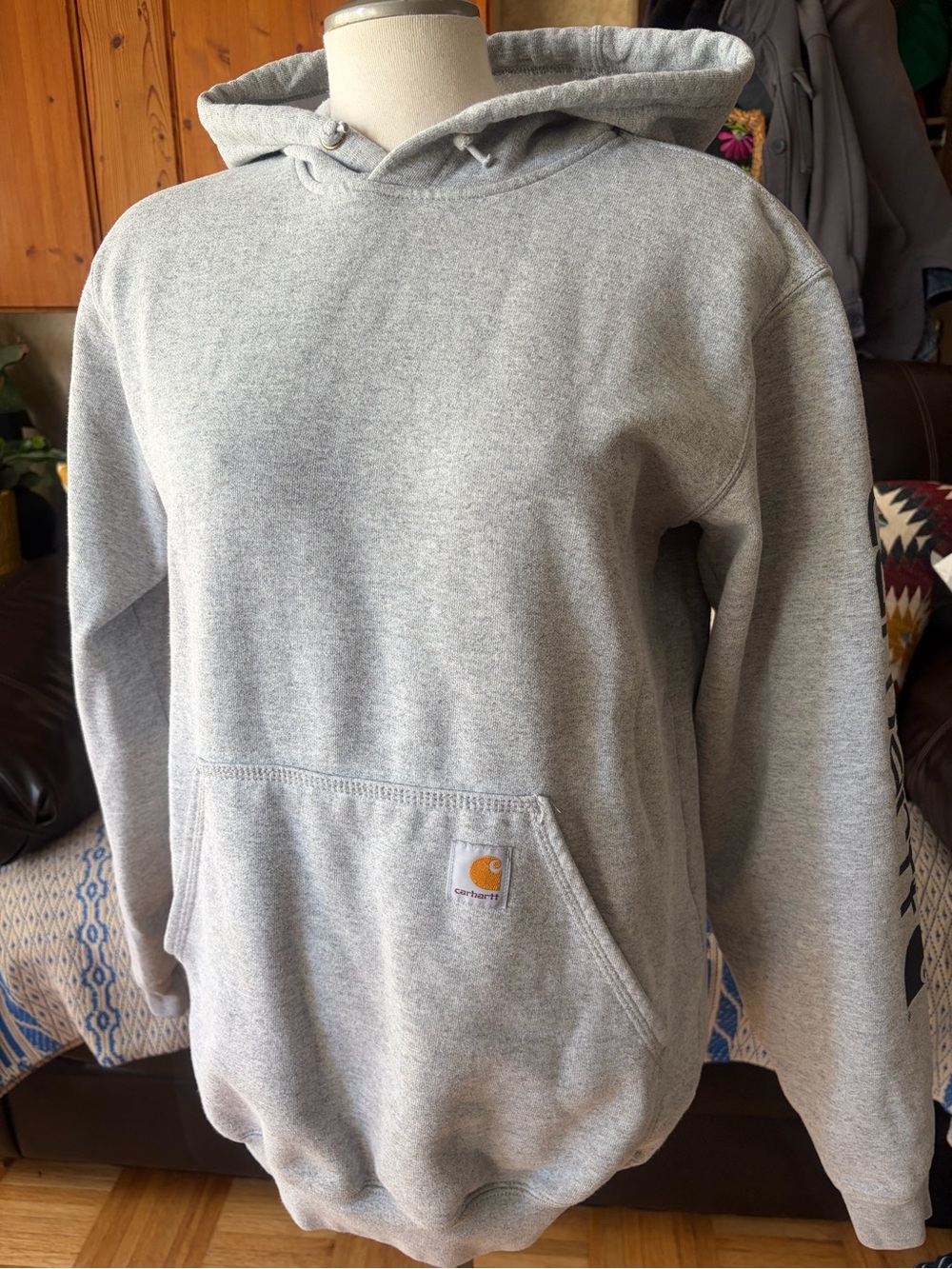 Women's Carhartt Heathered Gray Hoodie Size Small Loose Fit